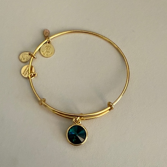 Alex & Ani Gold bangle bracelet with emerald charm - Picture 1 of 1